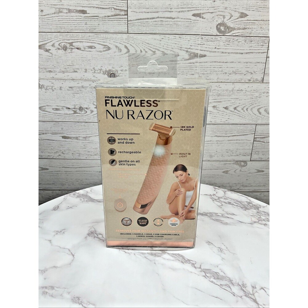 Nu Razor Finishing Touch Flawless 18K Gold Plated Built In Light Rechargeable - Picture 4 of 8